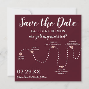 Save The Date Rose simple mignon or Bourgogne Mariage de chronol