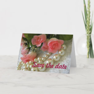 Save the Date Rose und Perlen Ankündigung