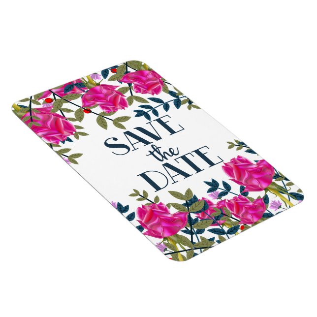 Save the Date Rose und Petalen. Magnet (Rechte Seite)