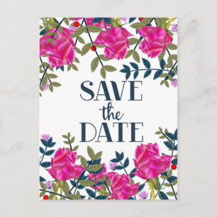 Save the Date Rose und Petalen. Postkarte