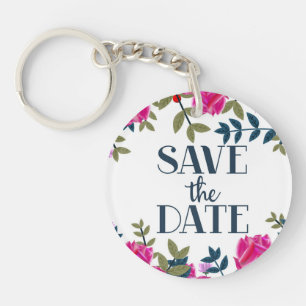 Save the Date Rose und Petalen. Schlüsselanhänger