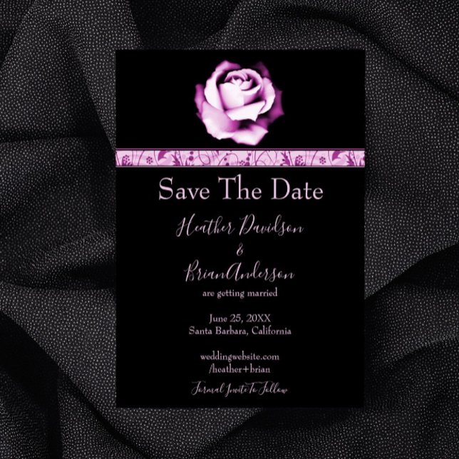 Save The Date Rose Violet Enregistrer La Date (Purple Rose Save the Date)