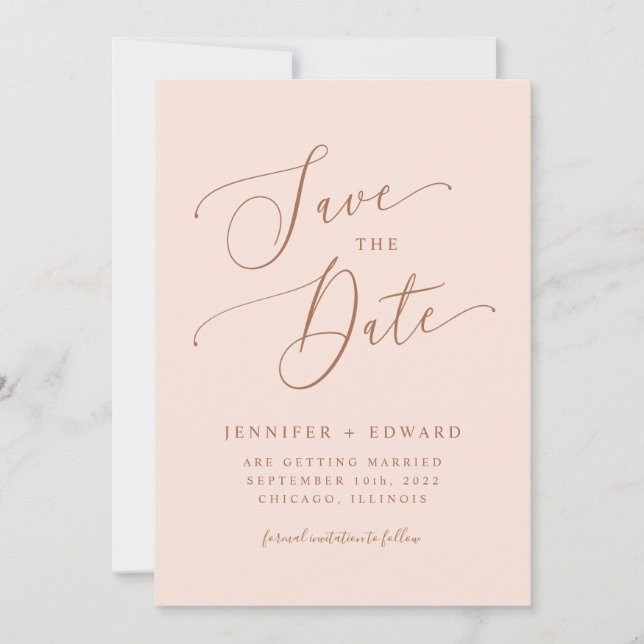 Save The Date Rose Vive Moderne Minimale Enregistrer La Date (Devant)