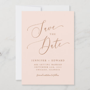 Save The Date Rose Vive Moderne Minimale Enregistrer La Date