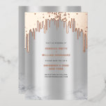 Save the Date Rosegold Glitzer Tropfen Silver Folien Feiertagskarte<br><div class="desc">Erstellen Sie Ihre eigenen Hochzeitstorte "Save The Date Rosegold Glitzer" Tropfen Silberfolienkarte mit eleganten,  modernen Kalligraphie-Script-Textkarten in Rose goldmetallic Folie,  perfekt für Hochzeiten,  Brautparty,  süße 16 Geburtstage,  Babydusche,  Quinceanera und jede einzigartige Feier. Erhältlich in eleganter Rose Gold-,  Gold- und Silbergrau Farbvariante.</div>