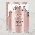 Save the Date Rosegold Glitzer Tropfen Silver Folien Feiertagskarte<br><div class="desc">Erstellen Sie Ihre eigenen Hochzeitstorte "Save The Date Rosegold Glitzer" Tropfen Silberfolienkarte mit eleganten,  modernen Kalligraphie-Script-Textkarten in Rose goldmetallic Folie,  perfekt für Hochzeiten,  Brautparty,  süße 16 Geburtstage,  Babydusche,  Quinceanera und jede einzigartige Feier. Erhältlich in eleganter Rose Gold-,  Gold- und Silbergrau Farbvariante.</div>