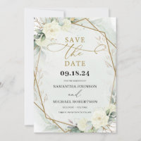 Roses blanches rustiques Eucalyptus Vert Or