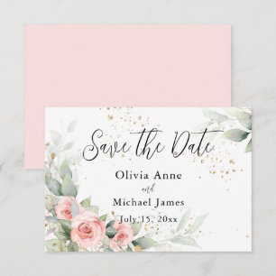 Save The Date Roses d'aquarelle rose vierge Enregistrer la date
