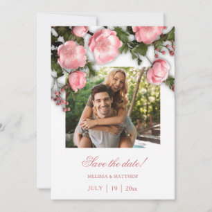 Save The Date Roses de verdure 3D Fleurs sauvages