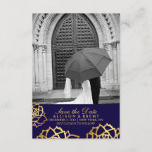 Roses d'or sauvez la date - Bleu