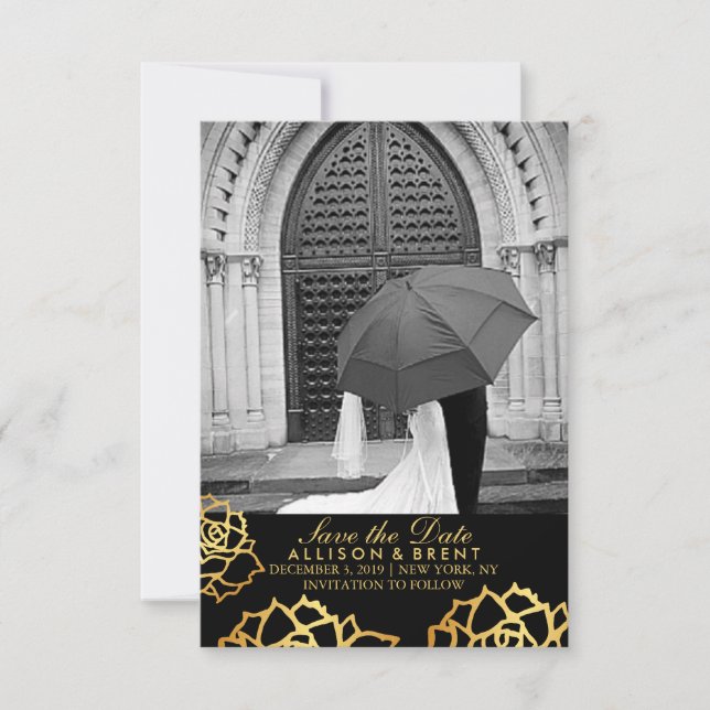 Save The Date Roses d'or sauvez la date - Noir (Devant)