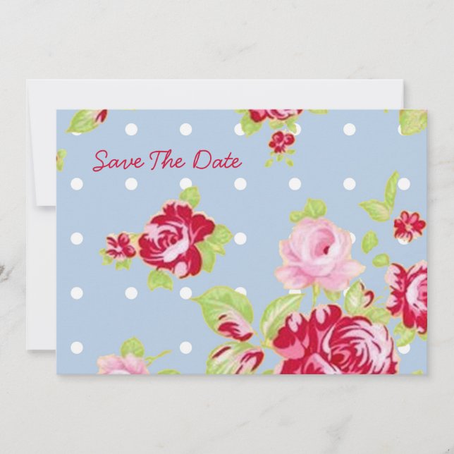 Save The Date Roses En Bleu Enregistrer La Date (Devant)