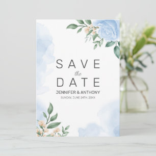 Save The Date Roses et bourgeons bleus