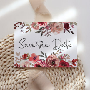 Save The Date Roses Florales Rouge Teintées Tendances Étape Date