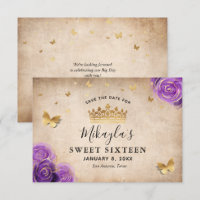 Roses Lavande Pourpre et Or Élégantes