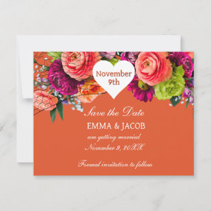 Save The Date Roses orange et roses