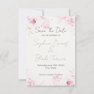 Save The Date Roses roses romantiques Élégantes et jolies