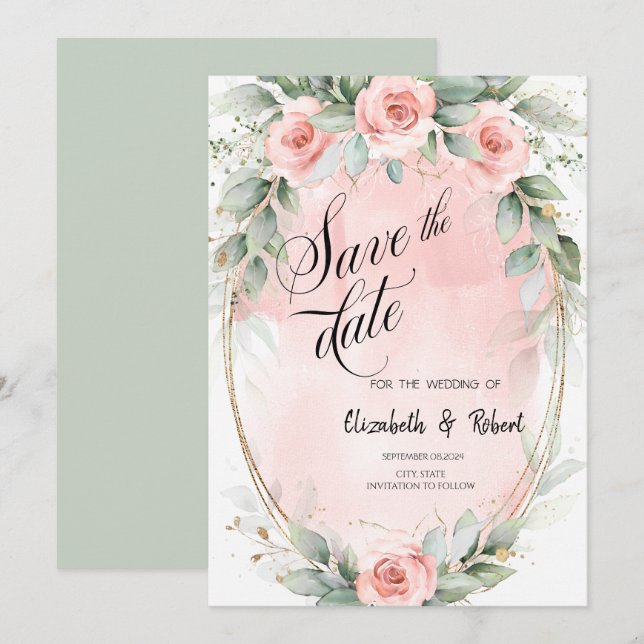 Save The Date Roses Roses Roses Roses Roses Roses Or Enregistrer (Devant / Derrière)