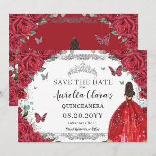 Save The Date Roses Rouges Roses Florales Robe Quinceanera Sweet