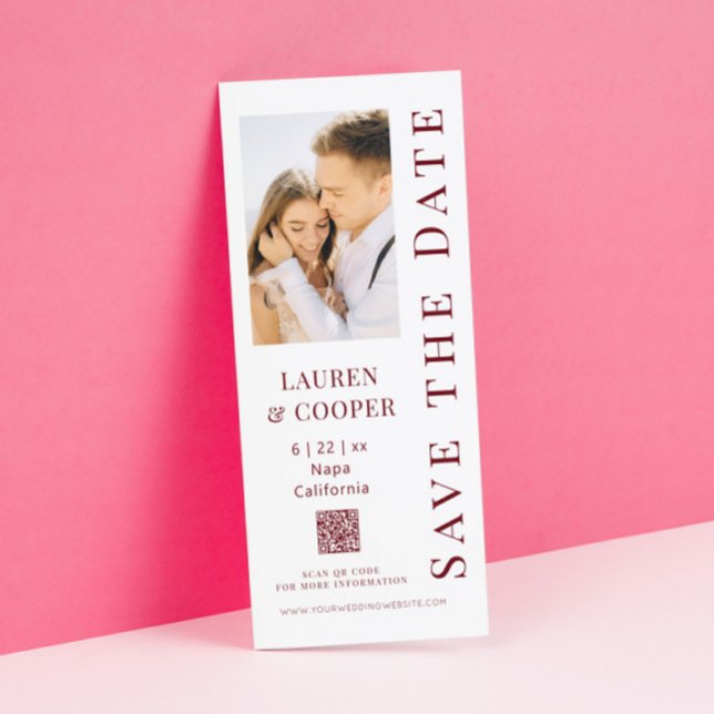 Save the Date Rosewood Red QR Code Moderne Hochzei (Von Creator hochgeladen)