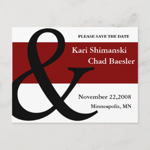 Save the Date rot und schwarz Ankündigungspostkarte