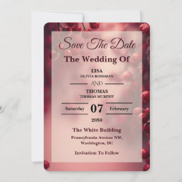 Save The Date Rouge Baie Accent Audacieux Mariage Enregistrer La