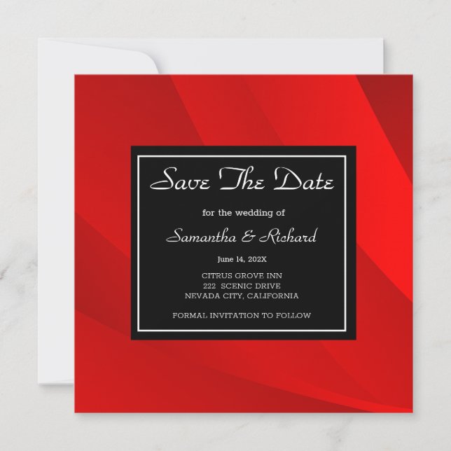 Save The Date Rouge Classé Enregistrer la date (Devant)