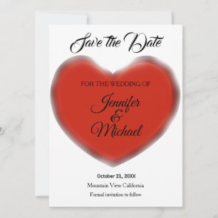 Save The Date Rouge cœur moderne minimaliste simple pour mariage