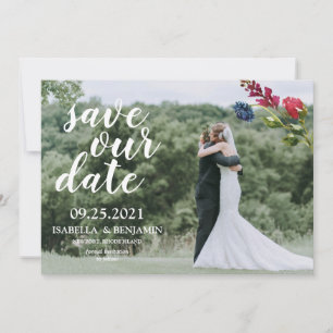 Save The Date Rouge Foncé Bleu Marine Floral Élégant Photo