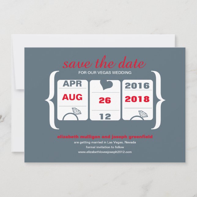 Save The Date Rouge Machine à Sous Enregistrer la Date - Mariage (Devant)
