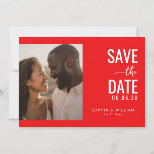Save The Date Rouge Romantique Minimaliste Photo