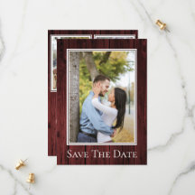 Rouge Simple Rustique Photo Enregistrer La Date