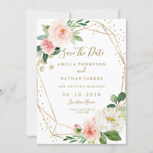 Save The Date Rougissent les économies géométriques florales de