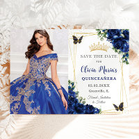 Royal Blue Floral Quinceañera Papillons photo