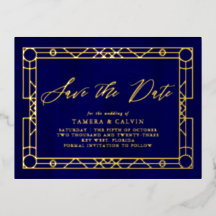 Save the Date Royal Blue Gold Dekorrahmen