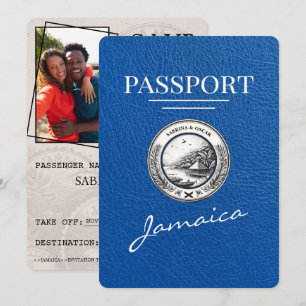 Save The Date Royal Blue Jamaica Passeport Enregistrer La Date