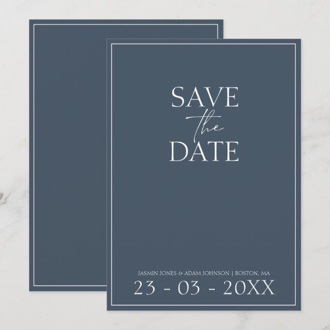 Save The Date Royal Blue Opulence Script Wedding Enregistrer la  (Devant / Derrière)