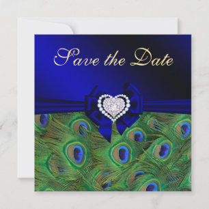 Save The Date Royal Blue Peacock Enregistrer la date