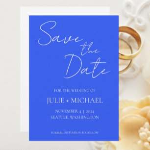 Save The Date Royal Blue Simple Style Mariage