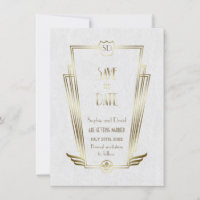 Royal Gold Art Déco Monogramme Enregistrer La Date