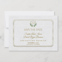 Save The Date Royal Gold Crest Verdure luxuriante Économisez La