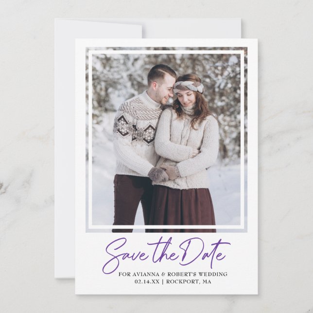 Save The Date Royal Purple Texte et photo (Devant)