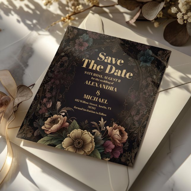 Save The Date Royal Victorian gothique Floral Mariage (Créateur téléchargé)