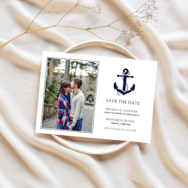 Save The Date RSVP de mariage à l'ancre nautique (Créateur téléchargé)