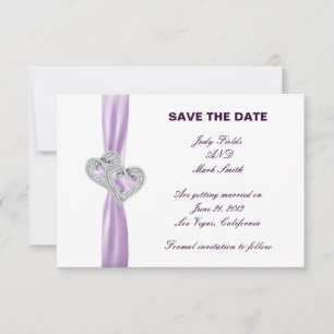 Save The Date Ruban Lavande Coeurs Personnalisés Enregistrer La