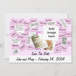 Save The Date Ruban rose, gâteau Mariage