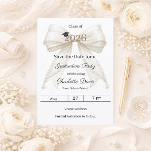 Save The Date Rubans en ivoire perles élégante fille Fête de rem