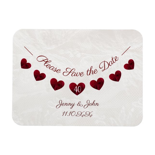 Save the Date ruby 40. Hochzeitstag Magnet (Horizontal)
