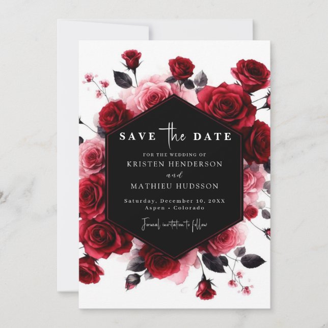 Save The Date Russe simple Crimson Mariage rouge (Devant)