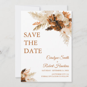 Save The Date Rust Bohème Et Pampas Grass Élégant